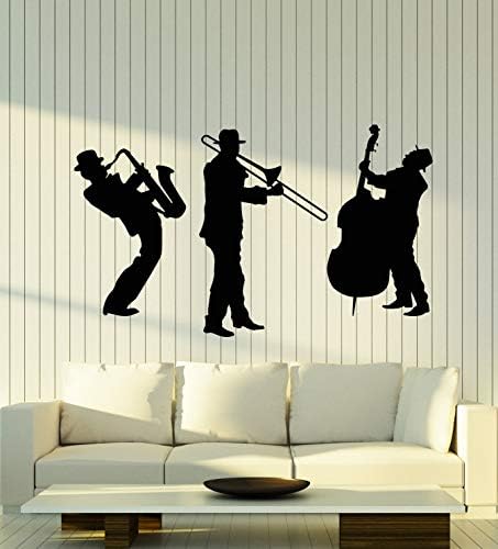 Vinil Duvar Çıkartması Müzik Aletleri Caz Grubu Müzisyenler Konser Çıkartmaları Mural Büyük Dekor (g2517) Siyah