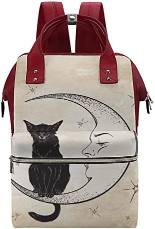 Siyah Kedi Oturan Ay Baskılı Bebek bezi çantası Bebek Bagpack Nappy Çantalar Su Geçirmez Seyahat omuzdan askili çanta Anne