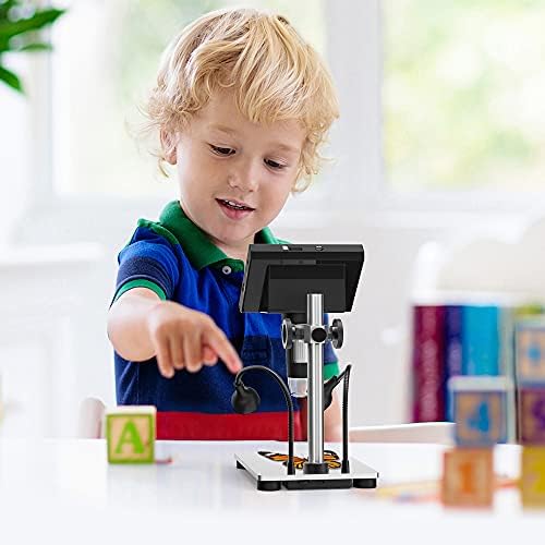 Opqpq USB Mikroskop ile 4.3 LCD ekran ve 32 GB SD Kart, 8 + 2 ayarlanabilir dolgu ışıkları sikke çocuklar yetişkinler için