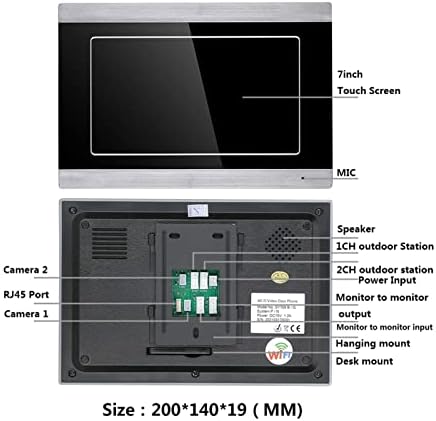 NEDEN-YUE Ev Görüntülü Kapı Gözü Görüntülü İnterkom WiFi RFID Görüntülü Kapı Telefonu Sistemi Ev İnterkom ile 7 İnç Destek