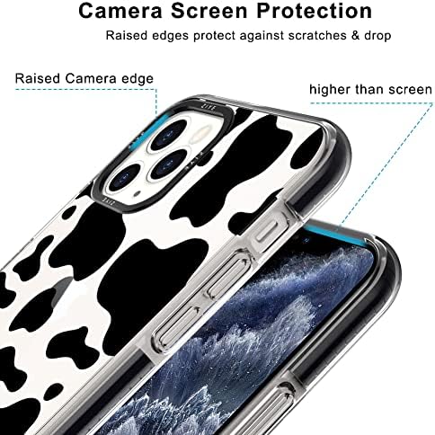 ZİYE Inek Baskı iPhone 11 Pro Max Durumda, yumuşak TPU Tampon + Sert PC Geri Anti-Scratch Tam Vücut Koruma Kapağı iPhone 11