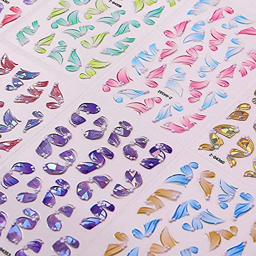 Gökkuşağı Renkleri Zarif Manikür Aksesuarları Kurdeleler Tırnak Çıkartmalar 5D Kabartmalı Tırnak Çıkartmalar DIY Nail Art Dekorasyon(7)