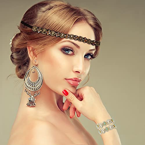 7 Adet Rhinestone Boncuklu Bantlar, Moda Kristal Boncuklu Elastik hairbands Kadınlar Kızlar için Saç Takı Aksesuarları