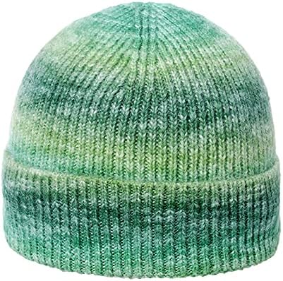 Unisex Saten Çizgili Örgü Bere Şapka Akrilik Kış Şapka için Kadın Erkek Renk Blok Baskı Yumuşak Hımbıl Sıcak Kaflı Bere Şapka