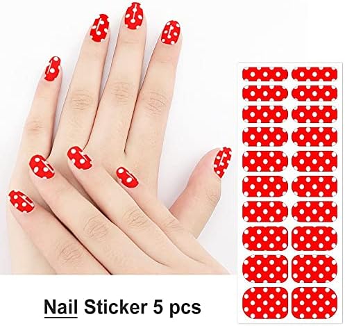 Tam Wrap Tırnak Çıkartmalar DIY Nail Art Dekorasyon için Kadın Tırnak Süslemeleri Nail Art Aksesuarları (Polka Dot Kırmızı