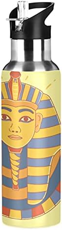 Sanat Antik Mısır Mısır Su Şişesi Spor Su Şişeleri ile Saman Yalıtımlı Paslanmaz Çelik Termos Çocuklar Yetişkin Seyahat için