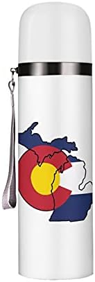 Michigan Colorado Komik Gurur Bayrağı 20 FLOZ Paslanmaz Çelik Su Şişesi Seyahat Vakum Yalıtımlı Spor Kahve Kupa