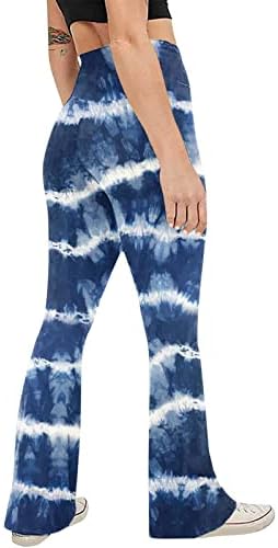 2022 Womens Flare Yoga Pantolon Yüksek Bel Karın Kontrol Egzersiz Tayt Trendy Çizgili Streç Atletik Baggy Sweatpants