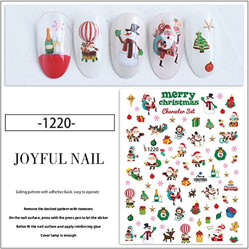 6 Sayfalık Noel Nail Art Sticker 3D Noel Kendinden Yapışkanlı DIY Nail Art Dekorasyon Dahil Noel Santa Kardan Adam Geyik Noel