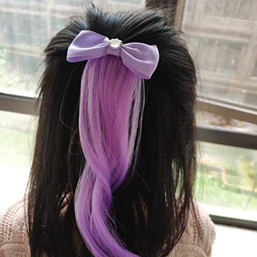 Ucuz Saç Peruk, Çocuk Kız Taklidi Kakma Yay Degrade Renk Peruk Saç Uzatma Postiş-Pembe ve Mavi