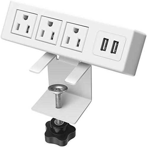 Masaüstü Güç Şeridi, 3 AC Çıkışları ve 2 USB Bağlantı Noktaları, çıkarılabilir Kelepçe Güç Çıkışı Soket ile USB Bağlantı Noktası,