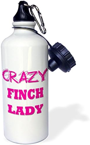 3dRose Crazy Finch Lady-Spor Su Şişesi, 21oz, Çok Renkli