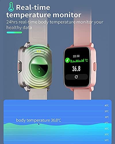 Bluetooth Çağrı Kalp Hızı Vücut Sıcaklığı Termometre ile akıllı İzle, 25 Spor Modları ile Smartwatch Kan Basıncı SpO2 Uyku