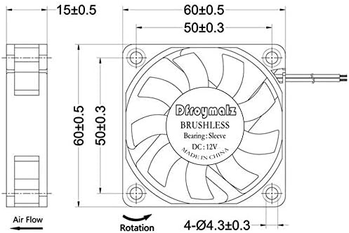 Dfroymalz (1 ADET) Kollu DC Fırçasız Soğutucu Soğutma Fanı 60mm x 60mm x 15mm 6015fan 12 V XH2. 54-2Pin Bilgisayar, Sunucu,