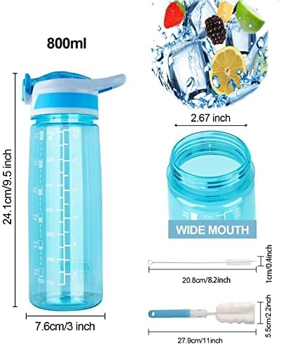 Saman ile Spor Su Şişesi 800 ML Bisiklet Su Şişeleri Kullanımlık Su Sürahisi 28 OZ Hidro Sürahi BPA Içermeyen Geniş Ağız Su