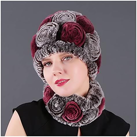 UKAOEJANB şapka Kadın Örme Şapka Eşarp Seti Iki-in-One Sonbahar Kış Sıcak Kap Aksesuarları Giyim Aksesuarları (Renk: 12)