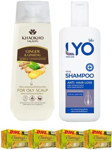 Khaokho Talaypu Çift Set Zencefil Ginseng Bitkisel Kremi 330 Ml Yağlı Lyo Şampuan Anti Saç Dökülmesi Güçlendirmek için Yeni