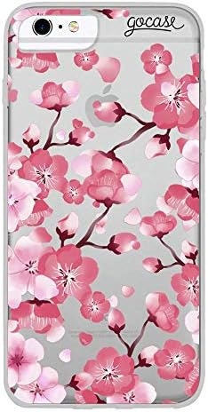 Gocase Kiraz Yaprakları Kiraz Çiçeği Vaka iPhone 6/6 S ile Uyumlu Şeffaf Baskılı Silikon Şeffaf TPU Koruyucu Kılıf ile Çizilmeye