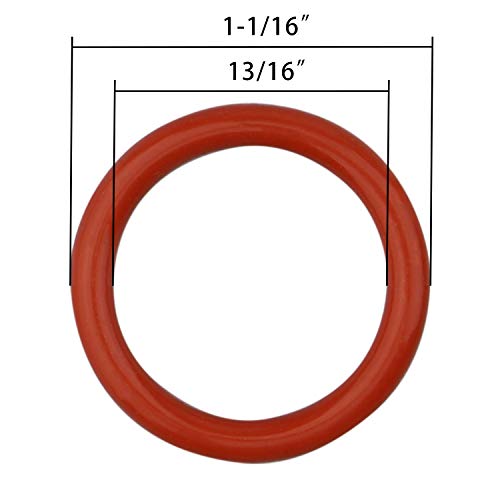 DERNORD Silikon O-Ring, 13/16 ID, 1-1 / 16 OD, 1/8 Genişlik, 70A Durometre, Kırmızı (10'lu Paket)