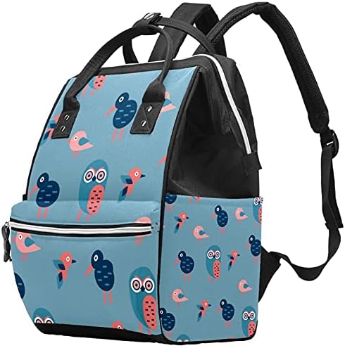 Laptop sırt çantası su geçirmez bebek bezi çantası hemşirelik çanta seyahat Nappy Tote çanta mavi geometrik kuşlar desen