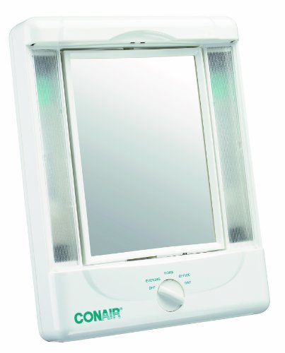 Conair İki Taraflı Işıklı Makyaj Aynası, 4 Işık Ayarı; 1x / 5x Büyütme; Beyaz