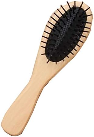 Rimi Askı Doğal Ahşap Saç Fırçası İle Siyah Plastik Pin Bambu Saç Fırçası Paketi 1