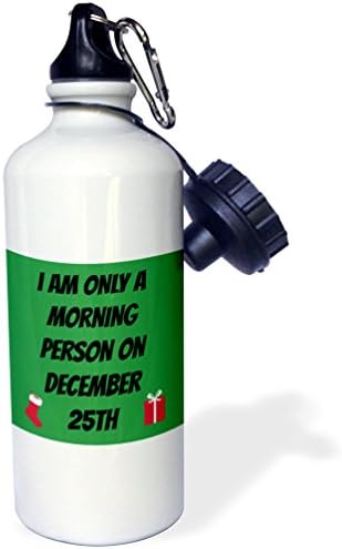 25 Aralık'ta 3dRose morning person yeşil üzerine siyah harfler-Spor Su Şişesi, 21oz, Çok Renkli