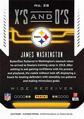 2018 Playbook Xs ve Os Futbol 28 James Washington Pittsburgh Steelers Panini tarafından Üretilen Resmi NFL Kartı