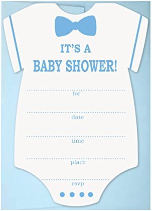 25 Paket Bebek Duş Davetiyeleri Eşleşen Zarflarla, Bodysuit Şeklinde, Erkek veya Kız için Cinsiyet Nötr Sarı Gri, Boş Davetiyeleri