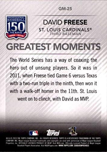 2019 Topps 150 Yıl Beyzbol En Büyük Anlar GM-25 David Freese St. Louis Kardinaller Beyzbol Kartı