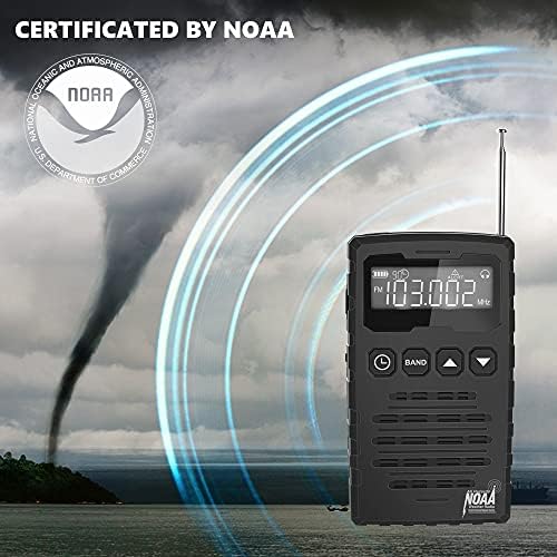 Kulaklık Jakı Cepli AM FM Taşınabilir Radyo Mini Uzun Menzilli Resepsiyon NOAA Hava Durumu Acil Durum Uyarısı Radyo, Geniş