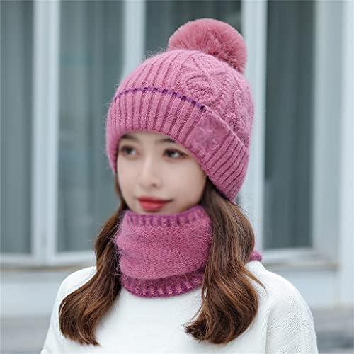 YAPIŞKAN İki parçalı Sıcak Örme Şapka Bayanlar Kore Örme Şapka Artı Kadife Sıcak Ve Soğuk Önlük (Renk: A, Boyut: Bir boyut)
