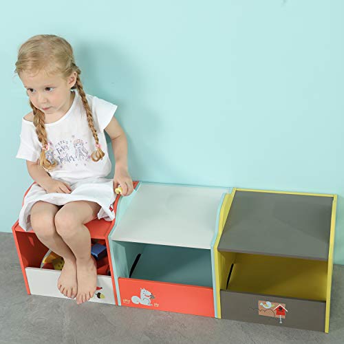 labebe-Saklama Kutuları, Oyuncak Ahşap Saklama Küpleri Kutusu, çocuk Oyuncak Organizatör ve Depolama için 1-5 Yaşında, 3 Oyuncak