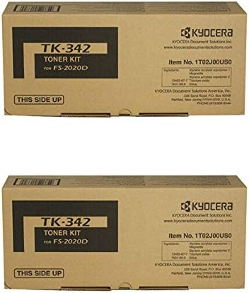 Kyocera 1T02J00US0 Model TK-342 Siyah Toner Kartuşu; FS-2020D Yazıcılarla Uyumlu; Tahmini Verim 12000 Sayfa, 2'li Paket
