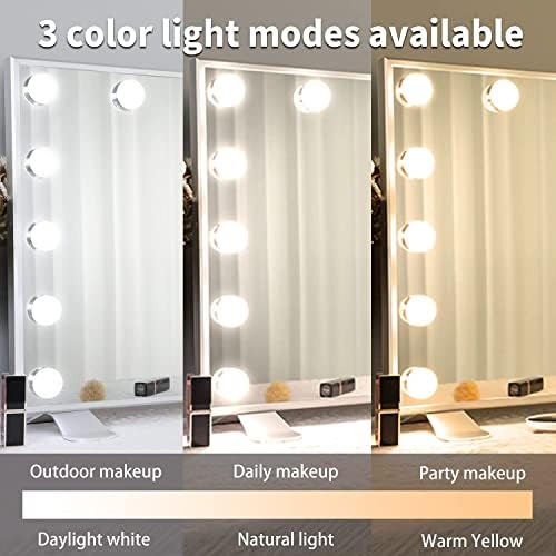 Işıklı Makyaj Aynası, Giyinme Odası ve Yatak Odası için 13 LED Ampullü Hollywood Işıklı Makyaj Aynası, 3 Renkli Aydınlatma