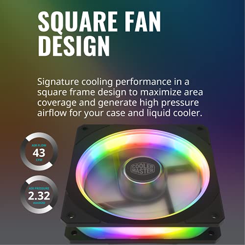 Cooler Master MasterFan SF120P ARGB Kare Çerçeve Fan, ARGB 3-Pin, 24 Bağımsız LED, Kablo Yönetimi, Bilgisayar Kasası için PWM