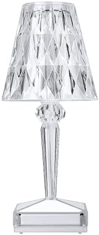 Kristal Masa Lambası, ZHUOVERCİ Pil Kumandalı Lamba ile 3-Way Dim Renk, akrilik Dokunmatik Kontrol Kristal Lamba, komidin Dekoratif