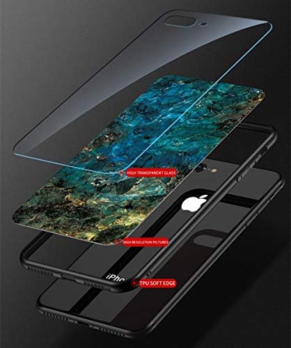 SHUNDA Kılıf ıçin Huawei Y9a, Ultra Ince Temperli Cam Arka Kapak Mermer Tasarım Yumuşak TPU Tampon Darbeye Vaka Huawei Y9a
