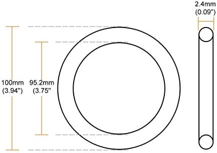 KFıdFran Flor Kauçuk O-Ringler, 100mm OD 95.2 mm ID 2.4 mm Genişlik FKM Araç Makineleri için Conta Contası Sıhhi Tesisat, Yeşil,