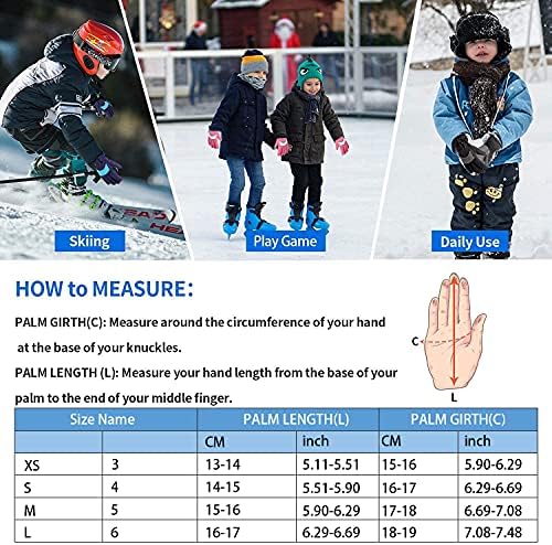 Unıgear Çocuklar Kayak Eldiven, Su Geçirmez Kış Soğuk Hava Snowboard Kar Eldiven, Fit Hem Erkek ve Kız