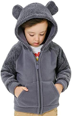 Ayı kulaklar şekil Polar sıcak Hoodies giyim yürümeye başlayan çocuk Zip-up hafif ceket kazak dış giyim bebek Boys için