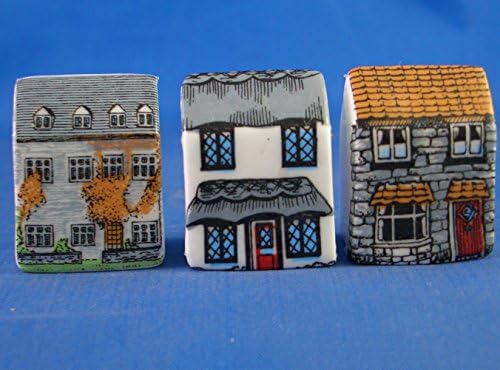 Porselen Porselen Koleksiyon - Minyatür Ev Yüksükleri Üç Kişilik Set-Kasaba