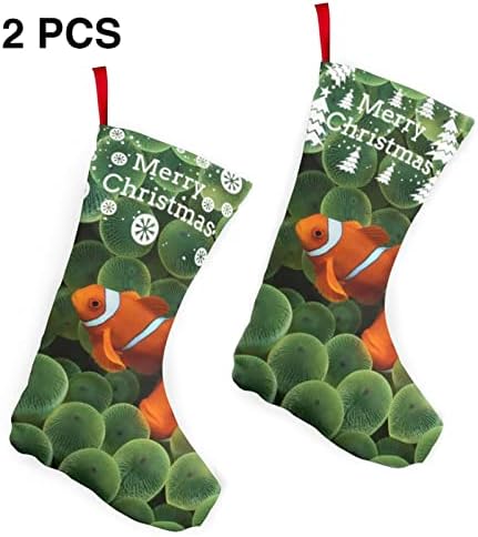 GLRTORE Balık Noel Çorap 2 Paket 10 İnç, noel Çorap Noel Ağacı Şömine Asılı Çorap Noel Şeker Mevcut Çanta için Aile Noel Tatil