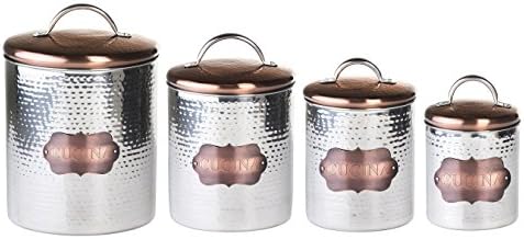 Amici Home Cucina Gümüş / Bronz 20-38-64 & 104 oz Metal Saklama Kutuları, 4'lü Set