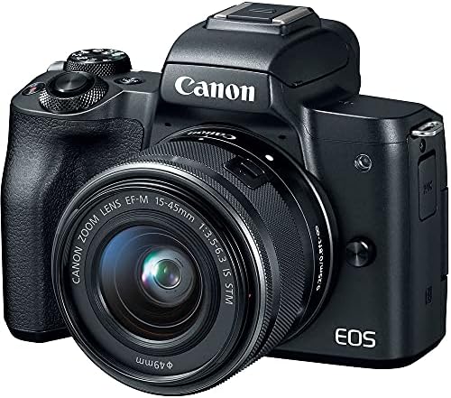 Canon EOS M50 15-45mm ve 55-200mm Lensli Aynasız Dijital Fotoğraf Makinesi (Siyah) (2680C021) + 64GB Hafıza Kartı + Kılıf +