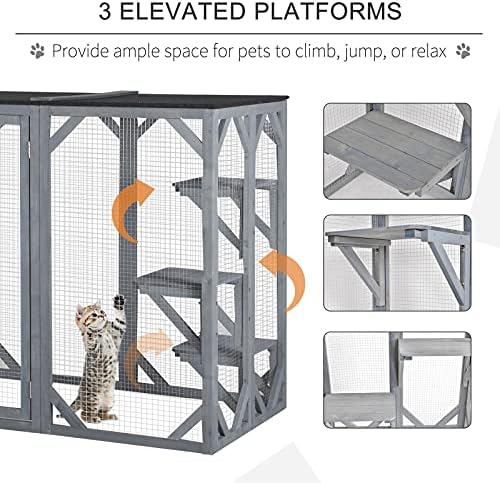 GXP Kedi Ev Pet House Küçük Hayvan Barınağı Kafes Açık 3 Platformlar Ahşap