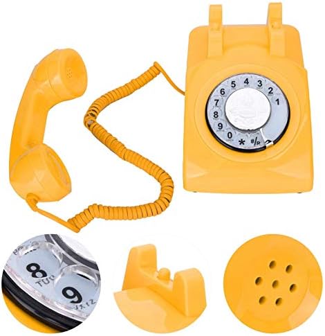 Masaüstü Retro Telefon, döner Telefon Sabit Telefon Sabit Hatlı Telefon Retro Vintage Dekor Ofis Ev Yatak Odası için(Sarı)