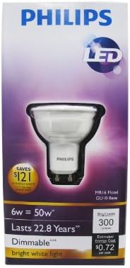 Philips 423418 6 Watt (50 Watt) AirFlux MR16 LED İç Mekan Sel GU10 Taban LED Parlak Beyaz, 120 Volt Ampul, Kısılabilir