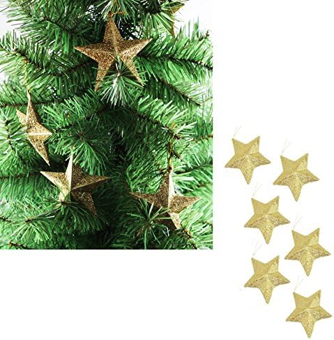 IDS Ev 6-Pack Noel Ağacı Süsleri-Altın Yıldız askı süsleri Altın Glitter Yıldız Şenlikli Bezemeler Tatil Parti için, altın