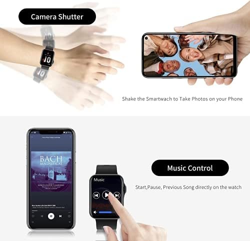 Akıllı İzle Bilezik Fitness Tracker 1.6 inç IPS HD Tam Dokunmatik Ekran Smartwatches, Bölünmüş Ekran, Arama, Su geçirmez (Mavi)